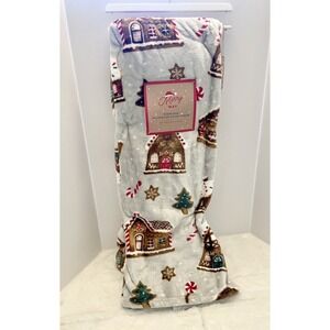 Merry Way Decorative Plush CHRISTMAS Holiday Gingerbread Throw Blanket